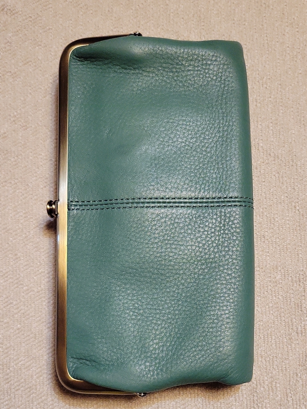 HOBO Lauren Dusty Teal/Mint Green Leather Frame Clutch Wallet - Picture 2 of 15
